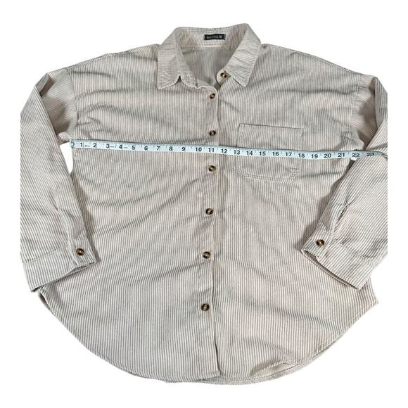 MIHOLL Corduroy Cream Color Oversized Shirt Shacket Women's Medium Button Down - Picture 8 of 11